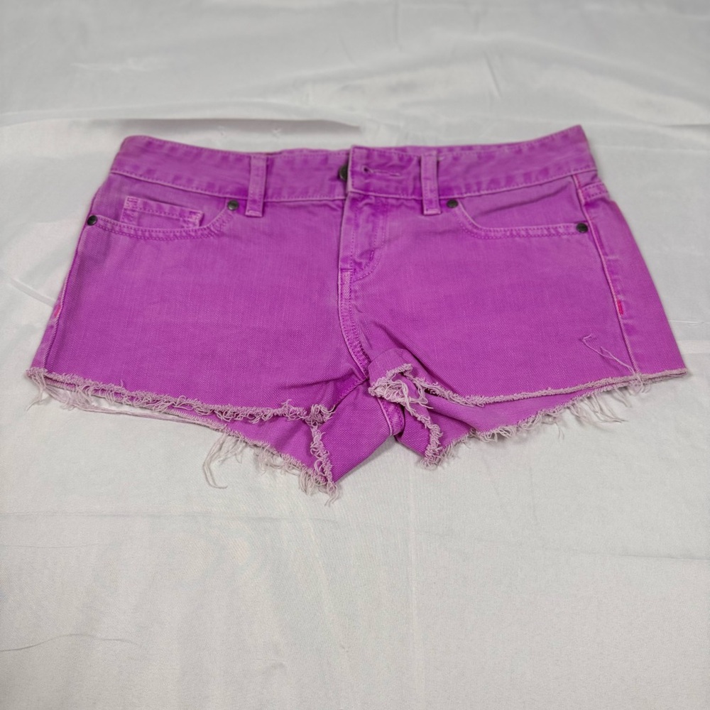 PINK Victoria's Secret Bright Purple Low Rise Denim Shorts Size 0
